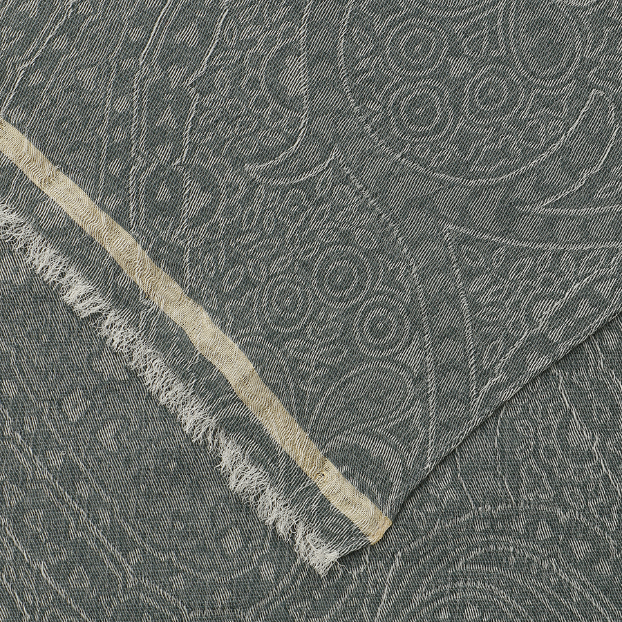 ウールシルクジャガードペイズリーストール　グリーン（米沢織）