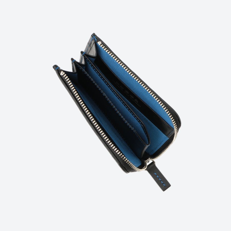 LUEGO 山形牛 L字ミニ財布 限定モデル/ブラック×ブルー