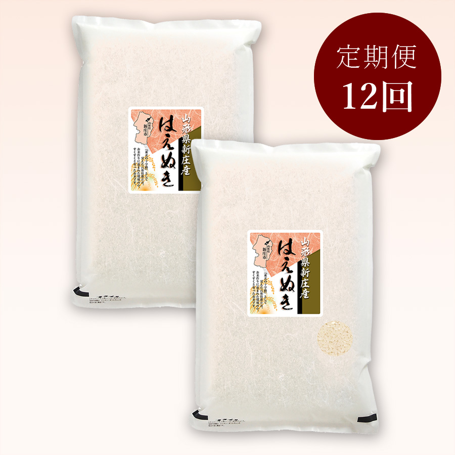 山形県新庄産はえぬき10kg(5kg×2) 定期便12か月コース