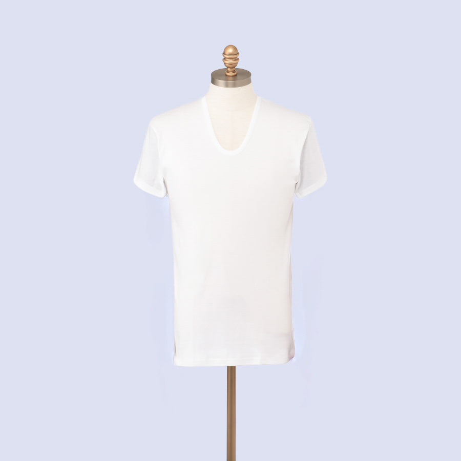 <快適工房>紳士 半袖U首シャツ 白×3枚組