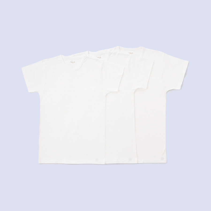 <快適工房>紳士 半袖丸首シャツ 白×3枚組