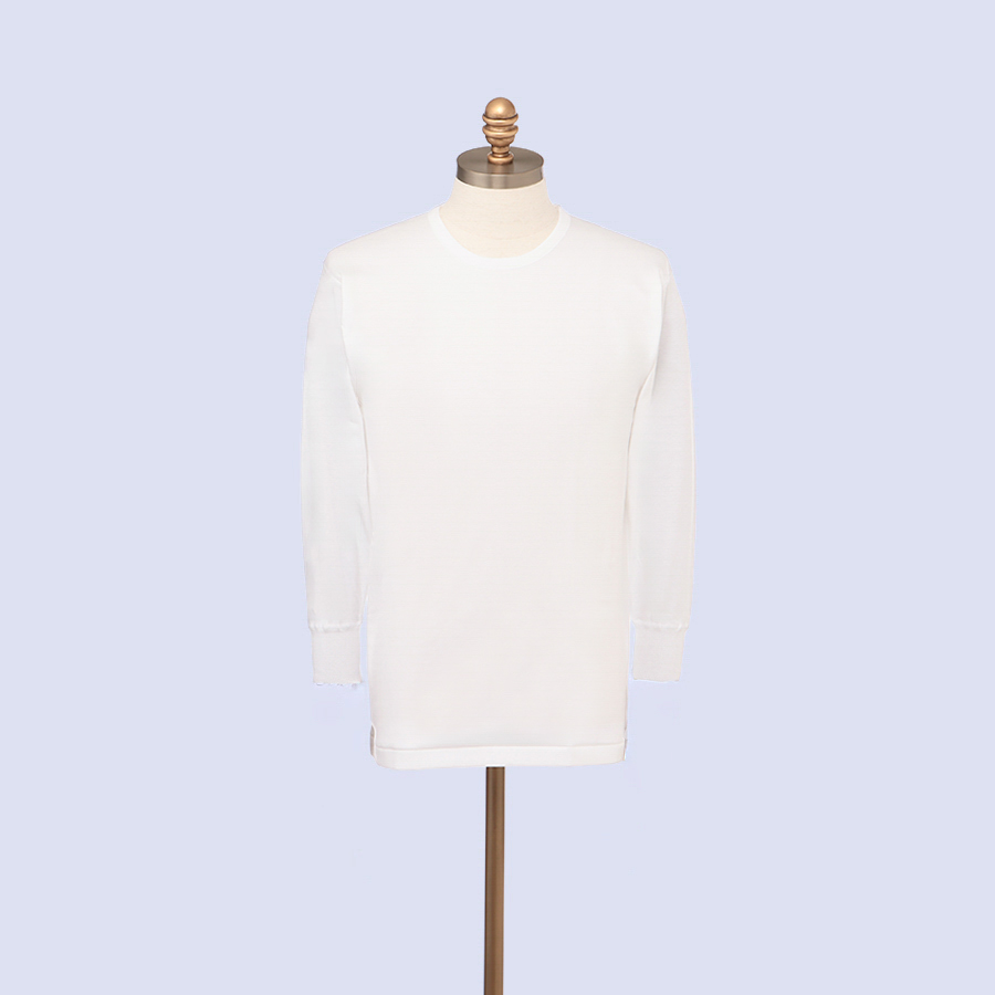 <快適工房>紳士 長袖丸首シャツ 白×3枚組(防寒 スムース)