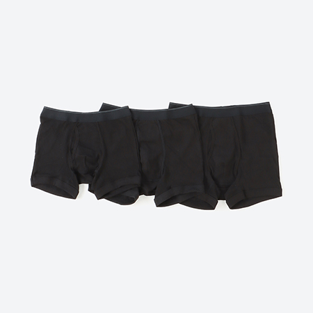 ＜快適工房＞紳士　ボクサーブリーフ　ブラック×3枚組（フライス）
