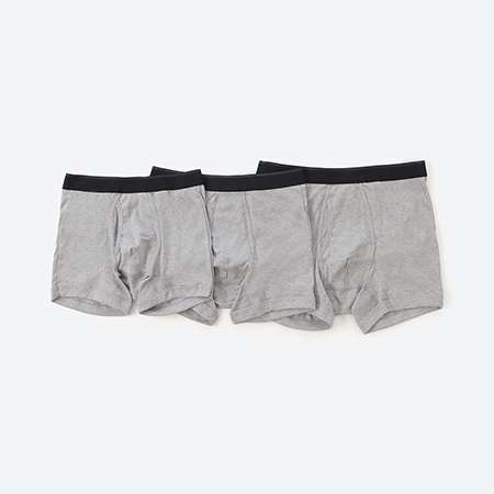 ＜快適工房＞紳士　ボクサーブリーフ　グレーモク×3枚組（フライス）
