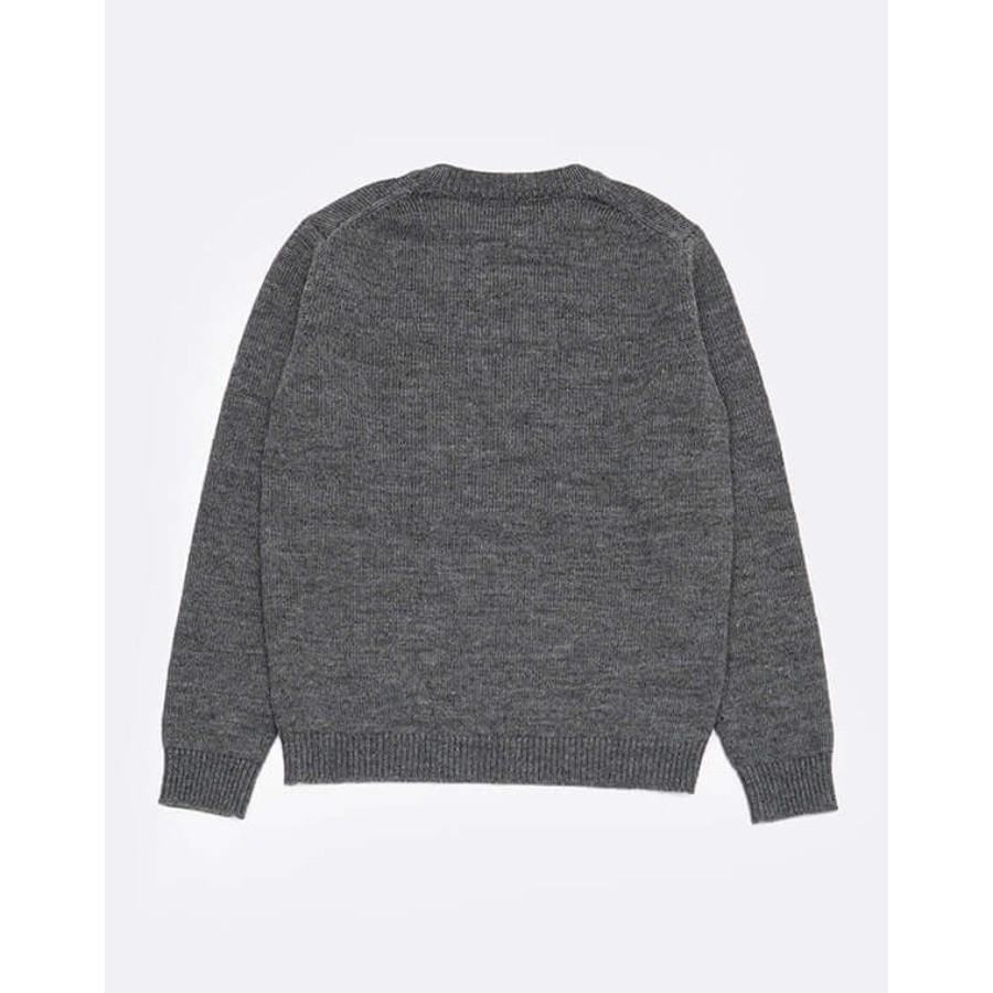 <satosenistandard>佐藤繊維ウール100%ミドルゲージ プレーンセーター/グレー