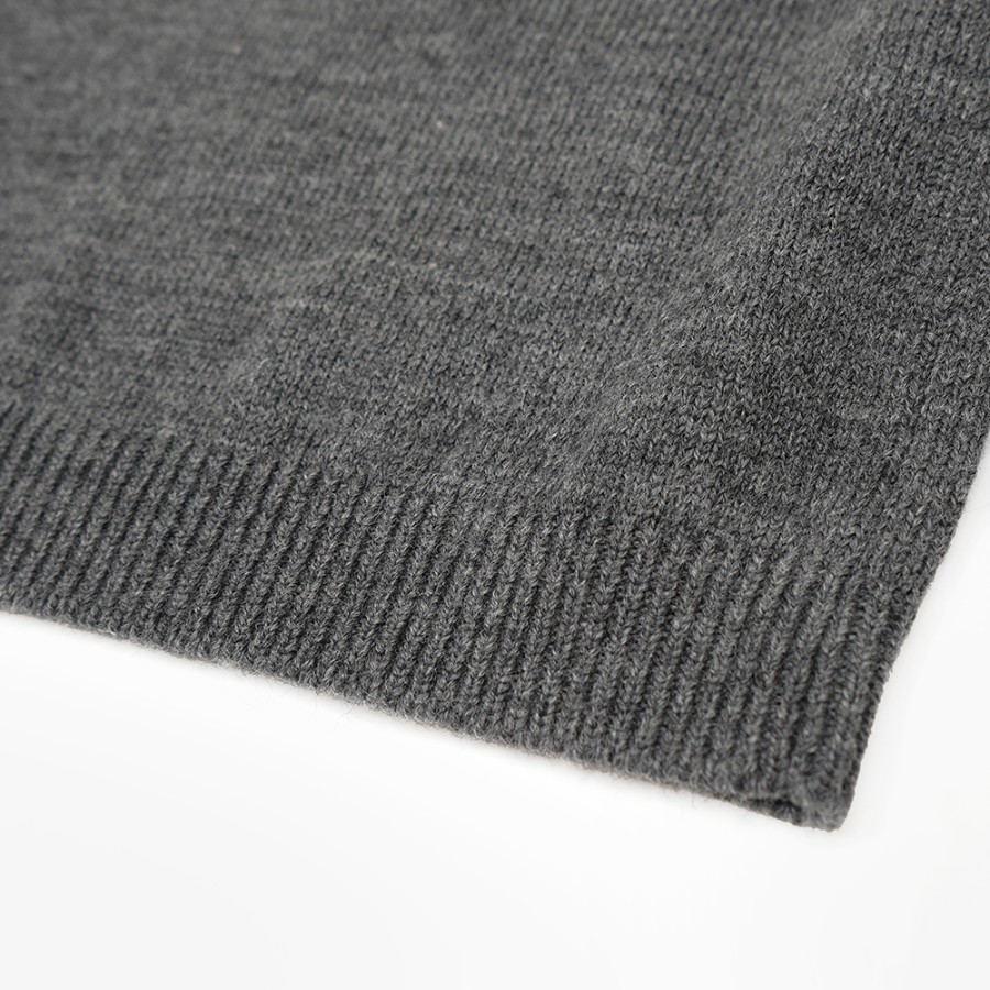 <satosenistandard>佐藤繊維ウール100%ミドルゲージ プレーンセーター/グレー