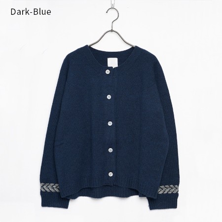 ＜maalisukuu＞ウール/アンゴラ　プレスジャガードカーディガン／フリーサイズ