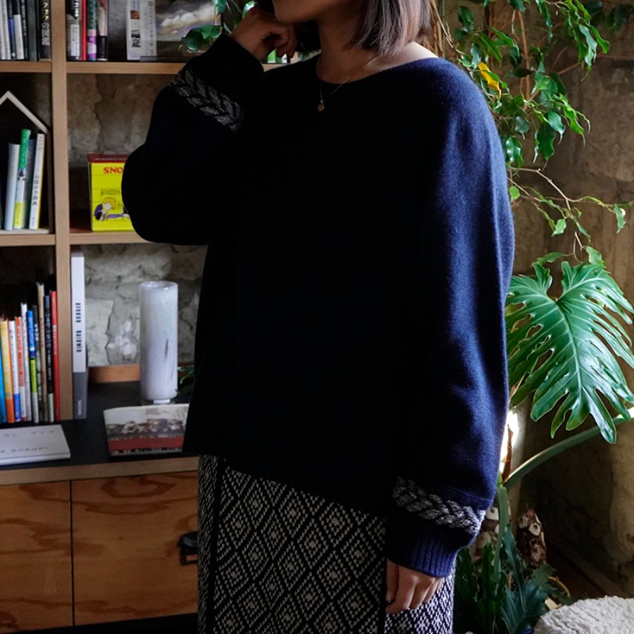 <maalisukuu>ウール/アンゴラ プレスジャガードプルオーバー/フリーサイズ