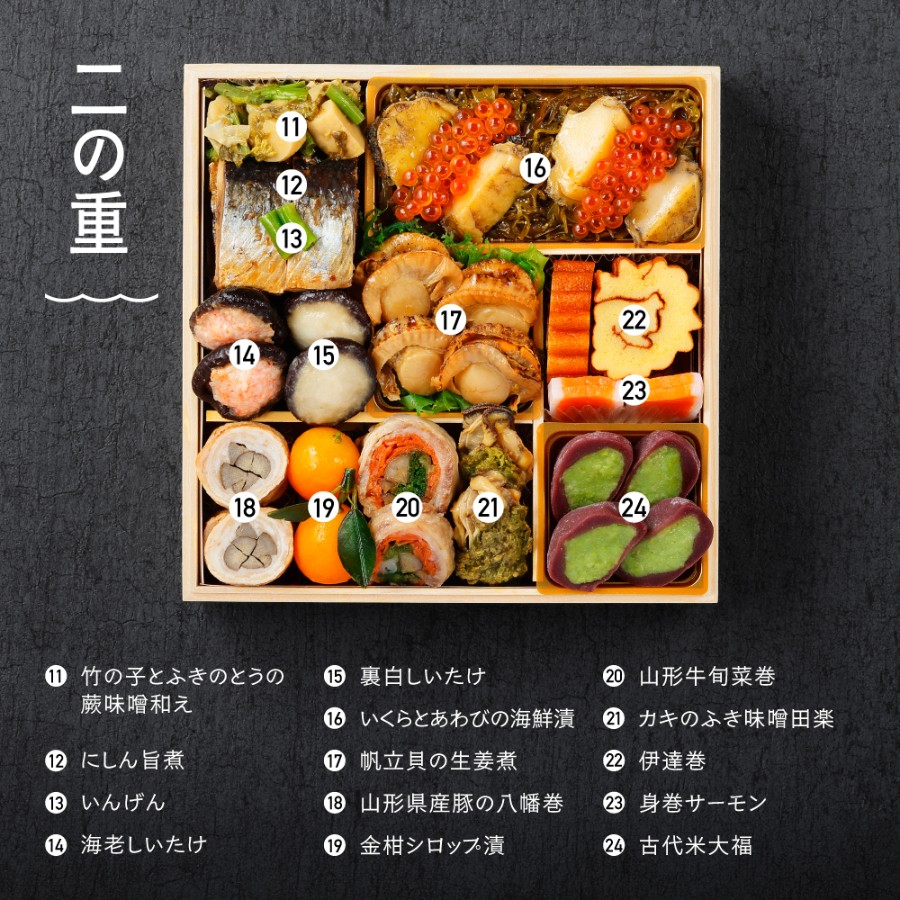 <赤坂あじさい>和風おせち特選三段重『虹』(山形牛ローストビーフ・ずわい蟹入り/冷蔵)3~4人前【12月31日お届け】