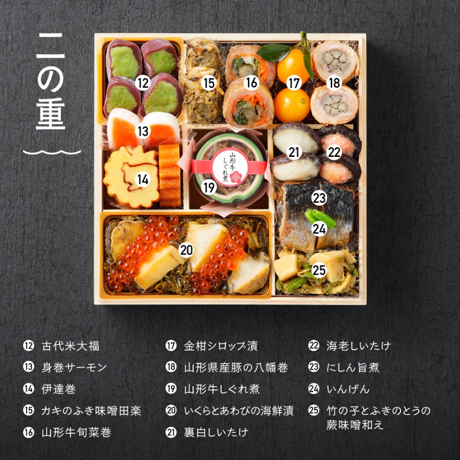 <赤坂あじさい>和風おせち三段重『蝶』(山形牛ローストビーフ・あわび入り/冷蔵)3~4人前【12月31日お届け】
