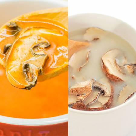 ＜舟形マッシュルーム＞カップスープの素２種セット（クリームスープ、トマトスープ　各10食入×2袋）