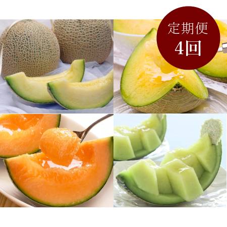 ＜長洲農園＞旬の時期にお届け 品質優良賞受賞 茨城県産 4種のメロンの定期便