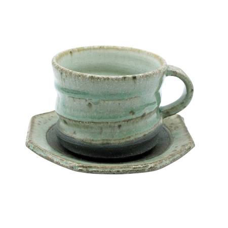 ＜菊地元野＞ 灰釉 カップ＆ソーサー