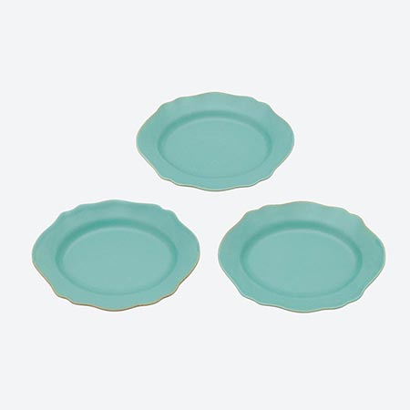 向山窯＞herkka keramiika ロココプレート 3Pセット（M×3・トルコ