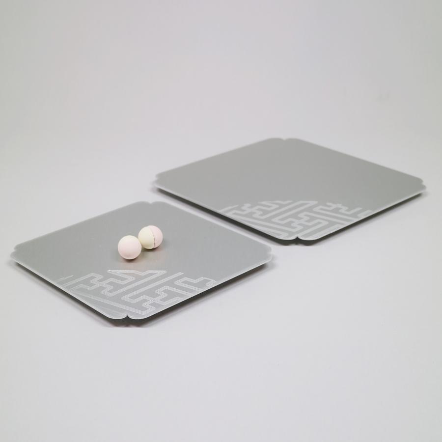 ＜ALART＞菓子トレー　ひし紋　シルバー　2枚セット