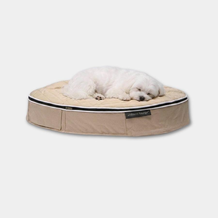 <アンビエントラウンジ>ペットラウンジ 低反発クッション 犬猫ベッド Sサイズ/ベージュ/キルトベージュ/ロータイプ/エリートコア