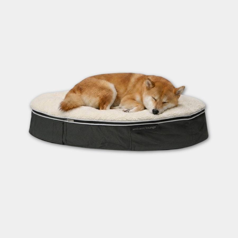 <アンビエントラウンジ>ペットラウンジ 低反発クッション 犬猫ベッド Mサイズ/グレー/シープオーガニック/ロータイプ/エリートコア