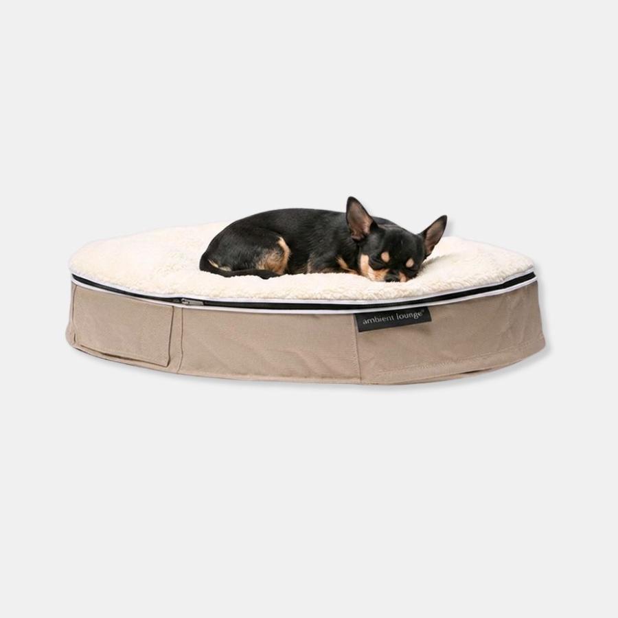 <アンビエントラウンジ>ペットラウンジ 低反発クッション 犬猫ベッド XSサイズ/ベージュ/シープオーガニック/ロータイプ/エリートコア