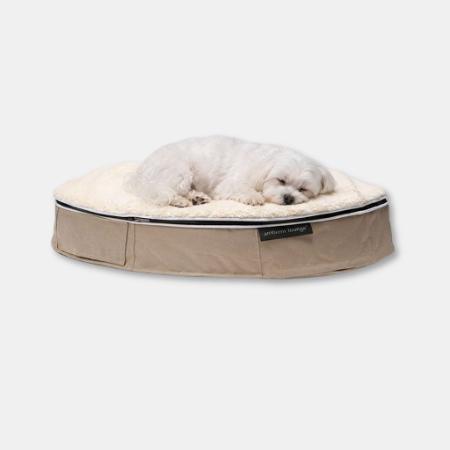 ＜アンビエントラウンジ＞ペットラウンジ　低反発クッション　犬猫ベッド　Sサイズ／ベージュ／シープオーガニック/ロータイプ／エリートコア