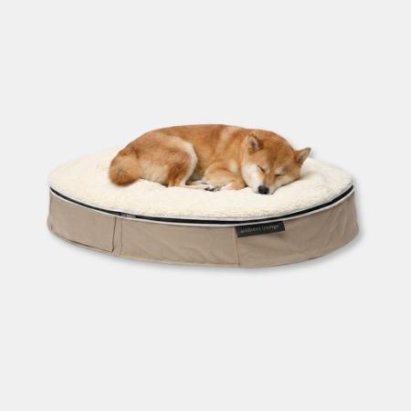 ＜アンビエントラウンジ＞ペットラウンジ　低反発クッション　犬猫ベッド　Mサイズ／ベージュ／シープオーガニック/ロータイプ／エリートコア
