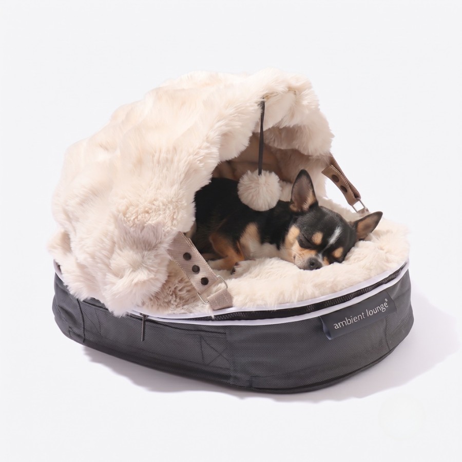 ＜アンビエントラウンジ＞ペットラウンジ　低反発クッション　犬猫ベッド　XSサイズ／グレー／フーディー／ロータイプ／エリート