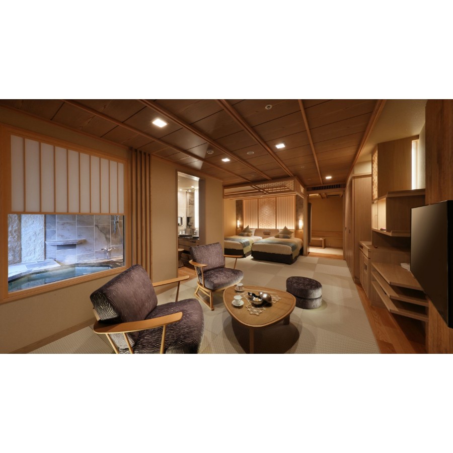 <鬼怒川温泉あさや>1泊2食付きペア宿泊券 秀峰館最上階和洋室「雅」 レストランで創作料理