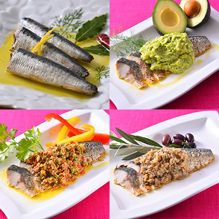 ＜本家留蔵＞千葉県産海の幸詰合せ（オイルサーディン各2個、蒸しサバのアボカドソース、ラビゴットソース、タプナードソース各1個）