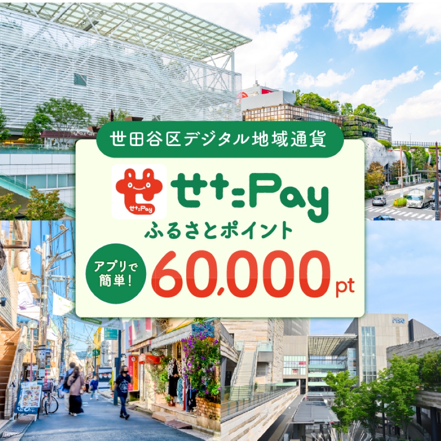 世田谷区 地域限定通貨「せたがやPay」 ふるさとポイント60000pt(1pt=1円)60000円分