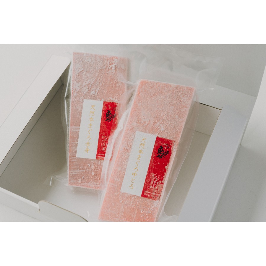 <FISHSTAND>天然本まぐろ柵セット(中トロ・赤身/各200g)