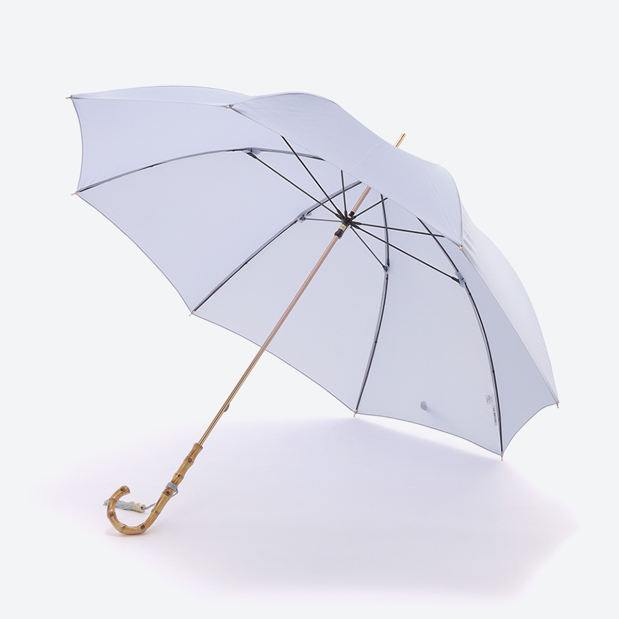 ＜ルミエール　オーロラ＞婦人雨傘 シャンブレー無地×サックス（長傘）