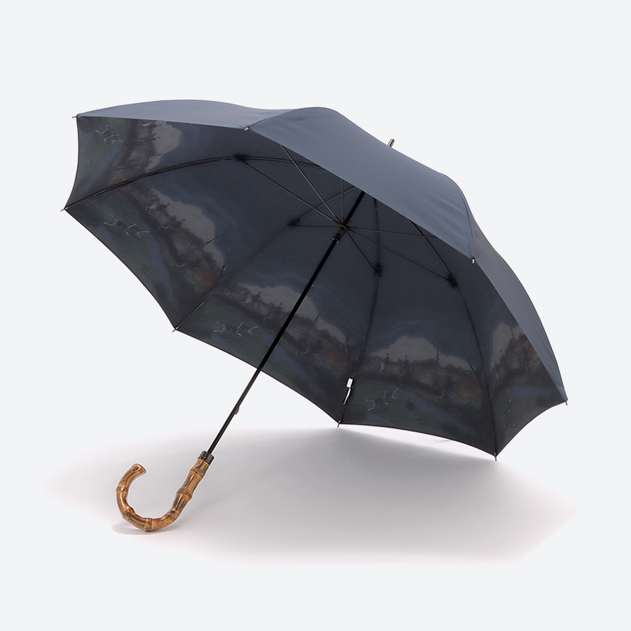 ＜ルミエール　オーロラ＞紳士雨傘 インサイト絵画プリント×ネイビー（長傘）