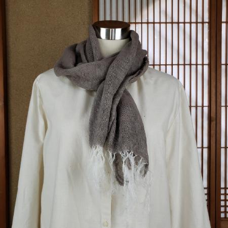 ＜亀田縞＞からみ織りＯＧコットンストール（モカ）