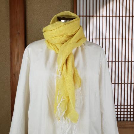 ＜亀田縞＞からみ織りＯＧコットンストール（イエロー）
