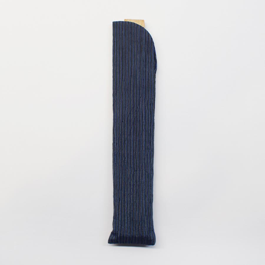 <IONO>小千谷縮 扇子 縞 紺