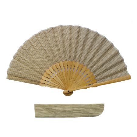 ＜ＩＯＮＯ＞小千谷縮 扇子 縞 ベージュ