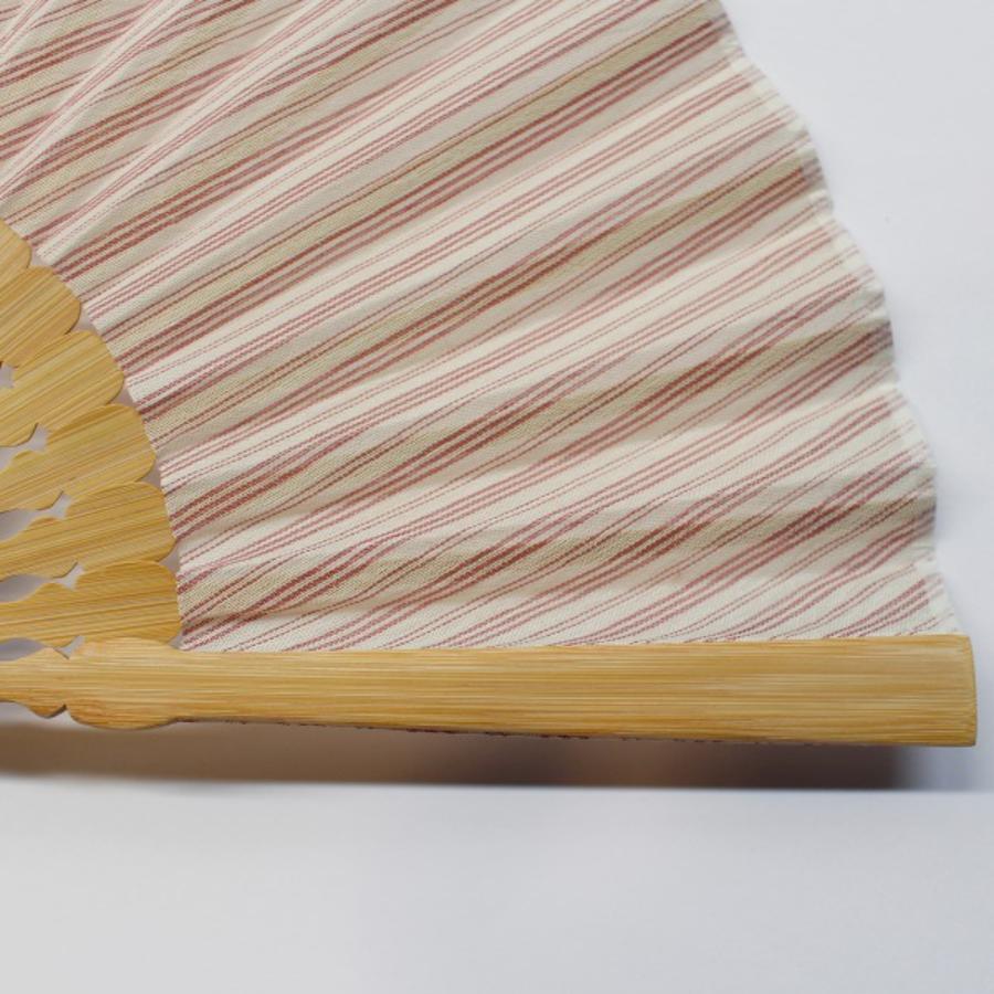 <IONO>小千谷縮 扇子 縞 赤白