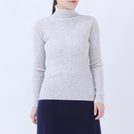 ＜ルーエンローズ＞カシミヤ　2×2リブタートルPO