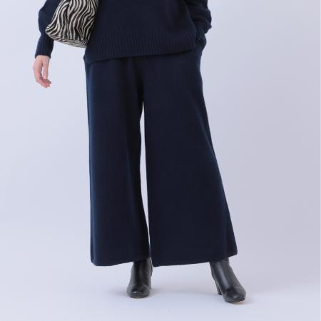 ＜ルーエンローズ＞カシミヤ　天竺ワイドパンツ