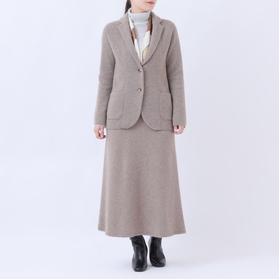 ＜ルーエンローズ＞カシミヤ　片畦テーラージャケット　ブラウン　Mサイズ