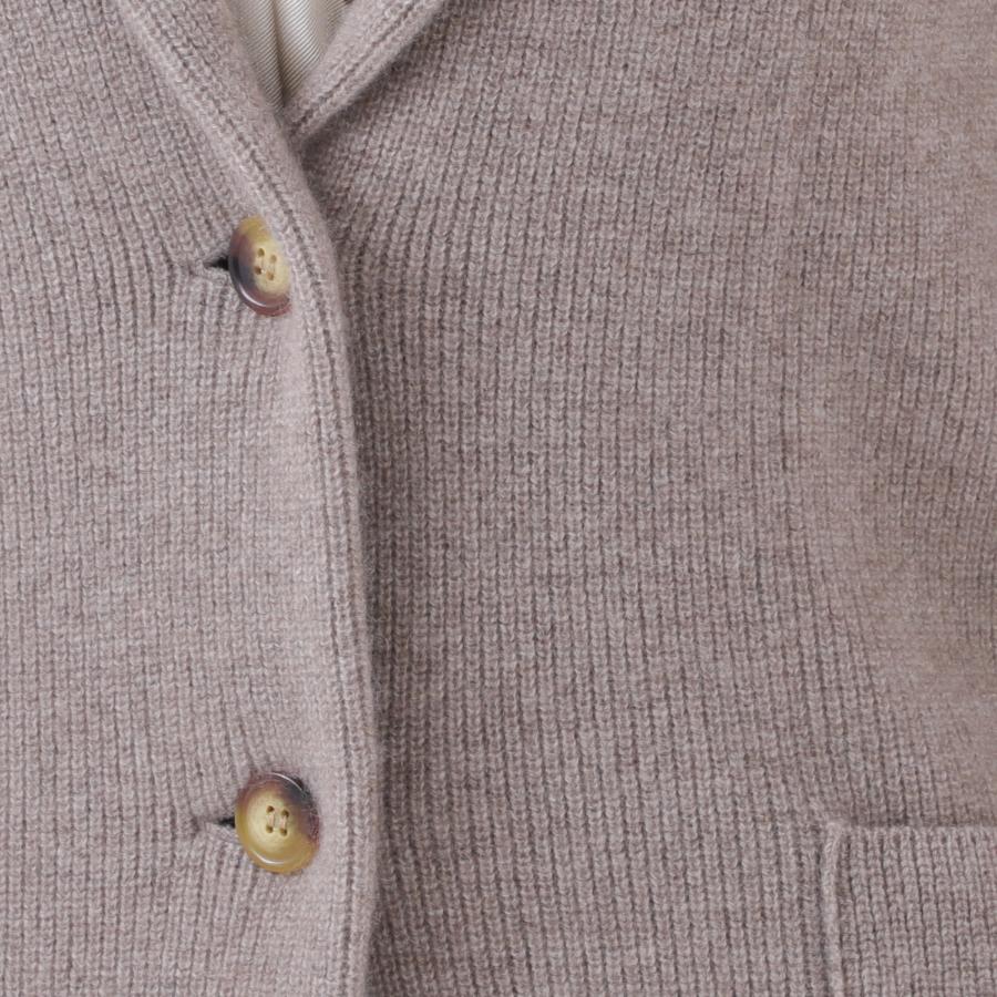 ＜ルーエンローズ＞カシミヤ　片畦テーラージャケット　ブラウン　Mサイズ