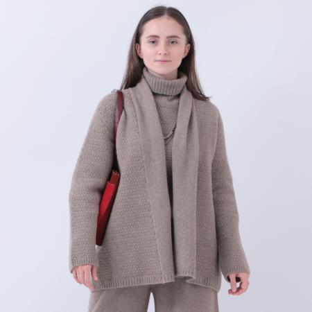 ＜ルーエンローズ＞カシミヤ　バスケット編みカーディガン