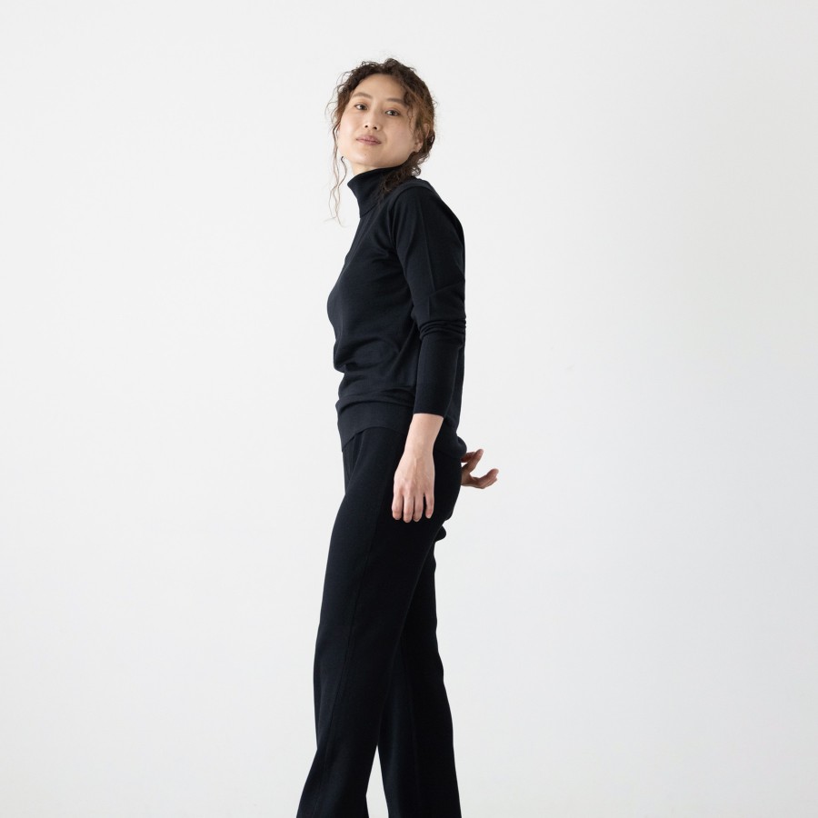 ＜no+af＞FF30 ベーシックタートルネックプルオーバー/ブラック/SIZE2