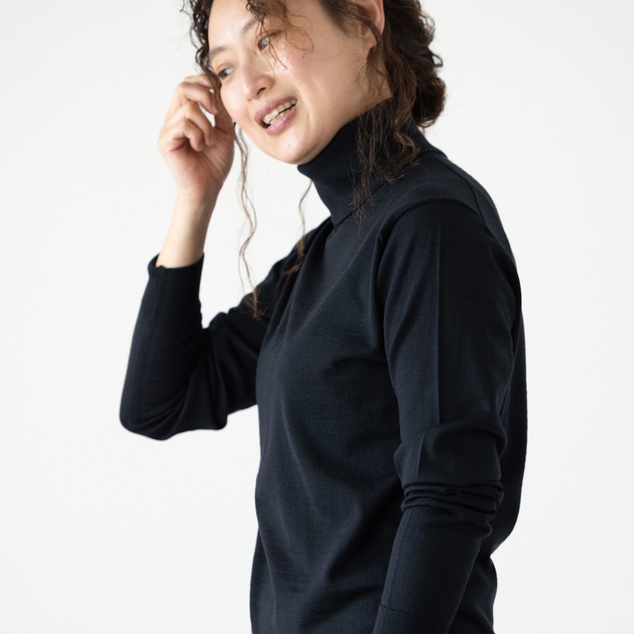 ＜no+af＞FF30 ベーシックタートルネックプルオーバー/ブラック/SIZE2