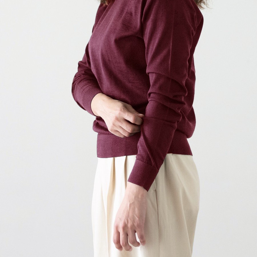 ＜no+af＞FF30 ベーシッククルーネックプルオーバー/ボルドー/SIZE1