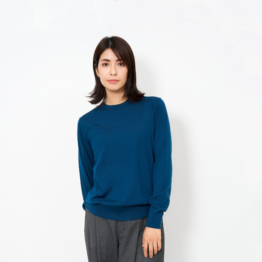 <no+af>FF30 ベーシッククルーネックプルオーバー/ブルー/SIZE1