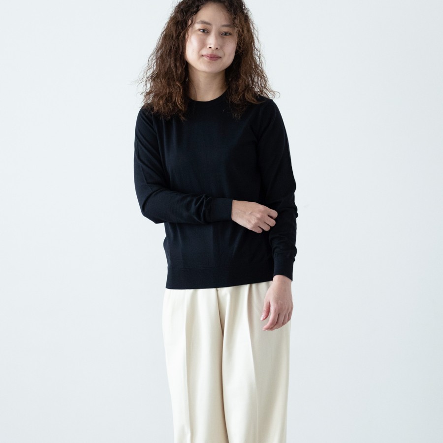＜no+af＞FF30 ベーシッククルーネックプルオーバー/ブラック/SIZE2
