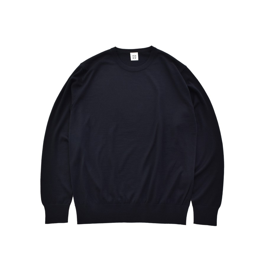 ＜no+af＞FF30 ベーシッククルーネックプルオーバー/ダークネイビー/SIZE2