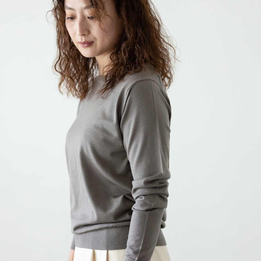 ＜no+af＞FF30 ベーシッククルーネックプルオーバー/ミディアムグレー/SIZE1