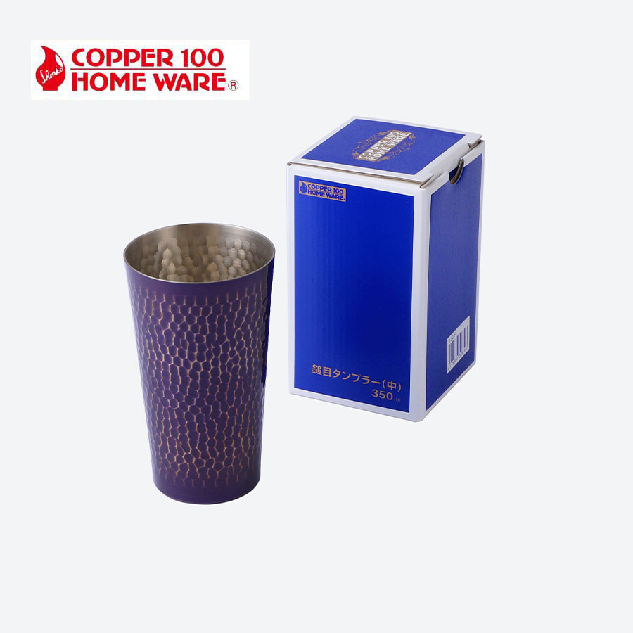 未使用 COPPER100 純銅紫被鎚目タンブラー ペア 鎚起銅器
