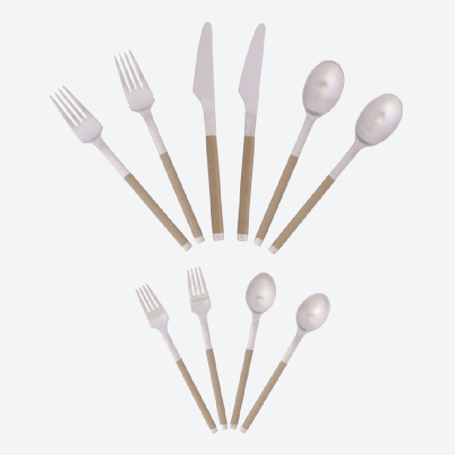 〈布着せカトラリー〉コージー　ペアセット　ブラウン